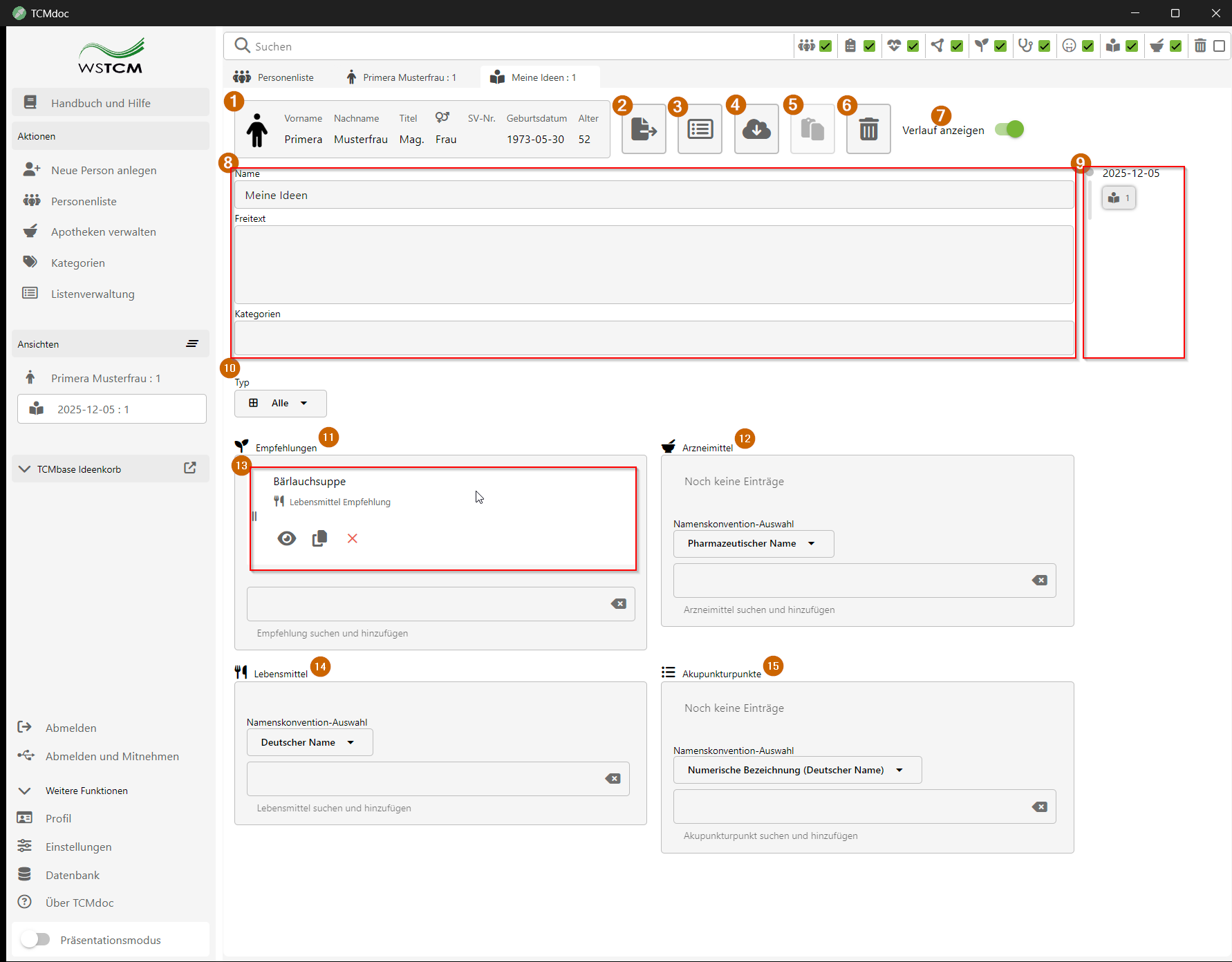 Rechercheblatt Funktionen